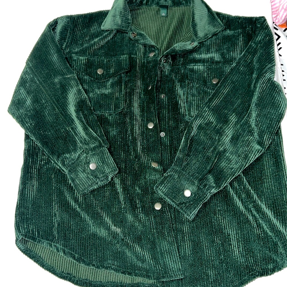 Green Corduroy shirt Women size xs
